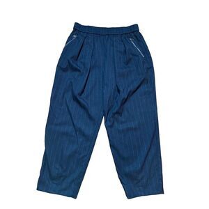 Free People dark gray pinstripe trouser pull on pants zip pockets XS